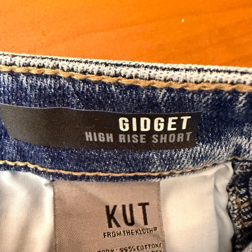 Kut from the Kloth Gidget High Rise Denim Shorts Traveler Blue 12 KS1266MA2 - Picture 11 of 13
